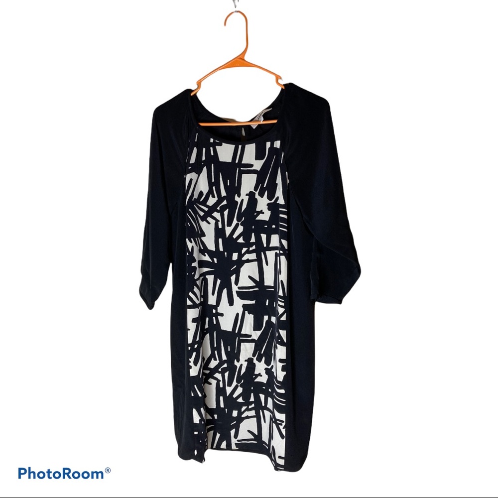 Tibi 100% Silk Dress Black/White Size 10